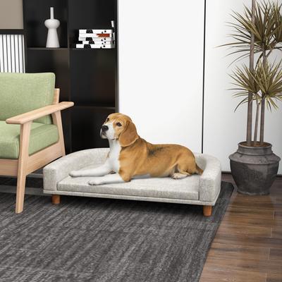 Show full view: jansno Wooden Legs Elevated Dog & Cat Couch Bed with Cushion, Gray slide 6 of 7