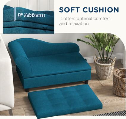 Show full view: jansno Soft Tufted Cushion Elevated Dog Bed with Hidden Storage, Dark Blue slide 6 of 6