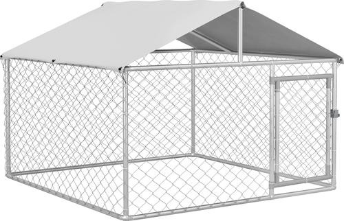 Show full view: jansno Heavy Duty Galvanized Chain Link Dog Kennel, Silver slide 5 of 8