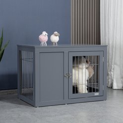 jansno Double Door Lock End Table Dog Crate, Gray