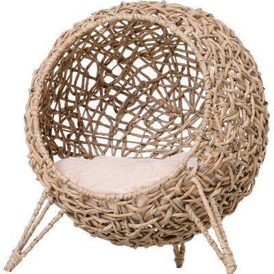 Bencmate Bencmate Weaved Braided Banana Leaf Novelty Elevated Cat Bed, Beige, Medium