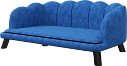 Cesicia Velvet Pearl Design Dog Couch Bed with Foam Cushion, Blue slide 1 of 5
