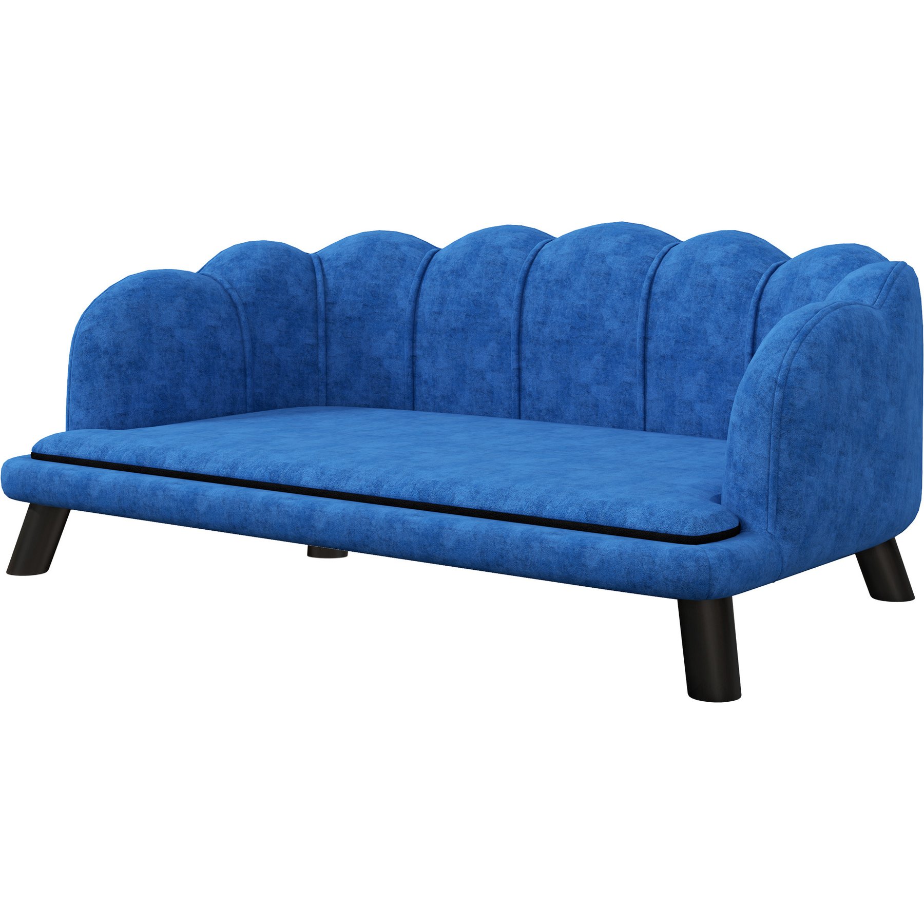 Cesicia Velvet Pearl Design Dog Couch Bed with Foam Cushion, Blue