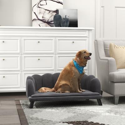 Show full view: jansno Velvet Pearl Design Dog Bed, Charcoal Gray slide 9 of 10