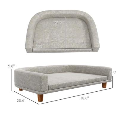 Show full view: jansno Wooden Legs Elevated Dog & Cat Couch Bed with Cushion, Gray slide 7 of 7