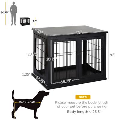 Show full view: jansno Two Opening Sides Lockable Door Cage End Table Dog Crate, Black slide 4 of 7