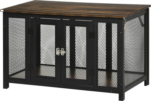 Show full view: jansno End Table Dog Crate with Openable Top, Black/Brown slide 8 of 8