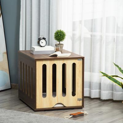 Show full view: jansno End Table Dog Crate with Removable Door Panel, Brown slide 6 of 9
