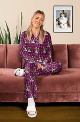 ISlide Personalized Cat Mom Cat Pajamas, Magenta, X-Small slide 2 of 3