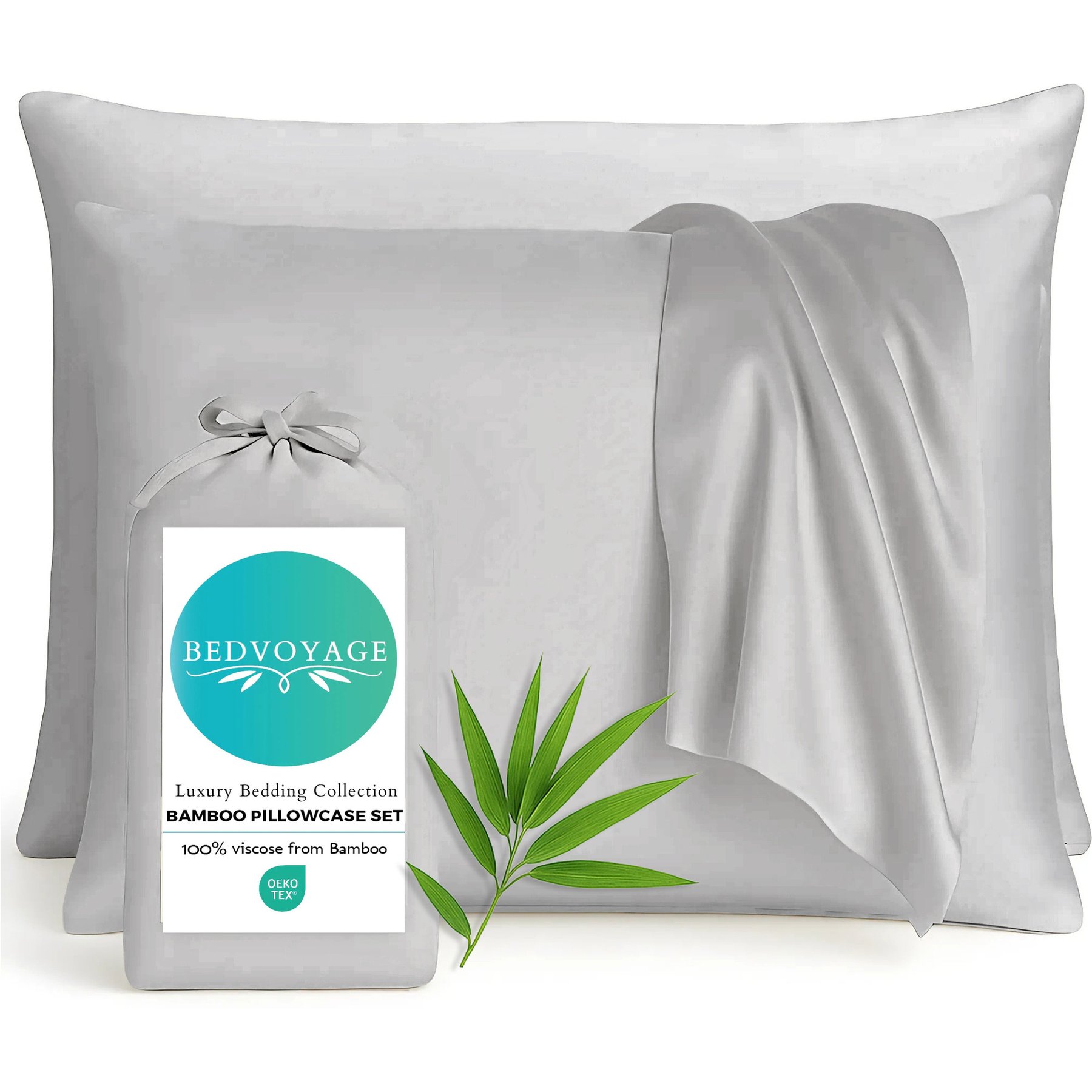 BedVoyage 100% Viscose from Bamboo Cooling & Lightweight Pillowcase Set, Stone, King, 2 count