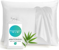 BedVoyage Luxury 100% Viscose from Bamboo Pillowcase Set, White, Standard, 2 count