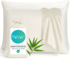 BedVoyage Luxury 100% Viscose from Bamboo Pillowcase Set, Ivory, Standard, 2 count