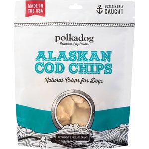 Polkadog Alaskan Cod Chips Grain-Free Dehydrated Dog Treats, 2.75-oz bag