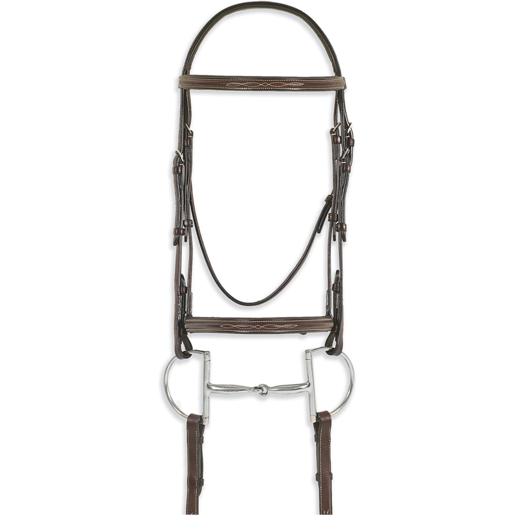 Ovation Classic Collection Fancy Raised Comfort Crown Padded Horse Bridle, Brown, Horse