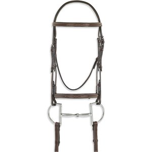 Ovation Classic Collection Fancy Raised Comfort Crown Padded Horse Bridle, Brown, Horse