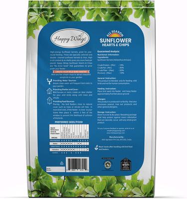 Show full view: Happy Wings NO GROW Sunflower Hearts & Chips Wild Bird Food, 16-lb bag slide 2 of 7