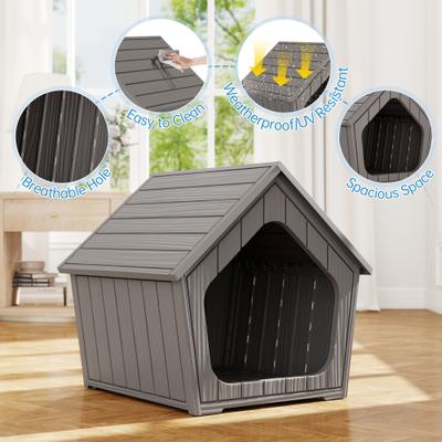 Show full view: KAMABOKO Weatherproof Resin Insulated Polypropylene Outdoor Cat House with Air Holes, Grey slide 5 of 9