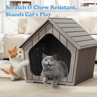 Show full view: KAMABOKO Weatherproof Resin Insulated Polypropylene Outdoor Cat House with Air Holes, Grey slide 7 of 9