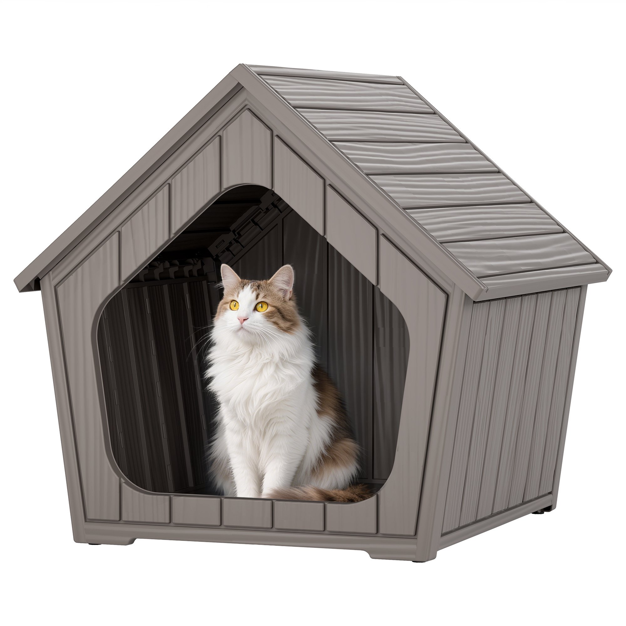 Kamaboko Weatherproof Resin Insulated Polypropylene Outdoor Cat House With Air Holes