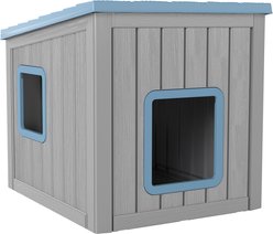 KAMABOKO Weatherproof & UV Resistant PP Material Shelter Outdoor Cat House with Sloped Asphalt Roof, Blue