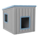KAMABOKO Weatherproof & UV Resistant PP Material Shelter Outdoor Cat House with Sloped Asphalt Roof, Blue