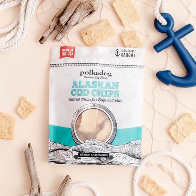 Show full view: Polkadog Alaskan Cod Chips Grain-Free Dehydrated Dog Treats, 2.75-oz bag slide 5 of 7