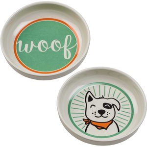 Speckle & Spot by Ore' Originals Lucky Melamine Dog Bowl Gift Set, Green, Small, 2 count