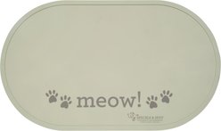 Speckle & Spot by Ore' Originals Meow Oval Silicone Cat Placemat, Grey
