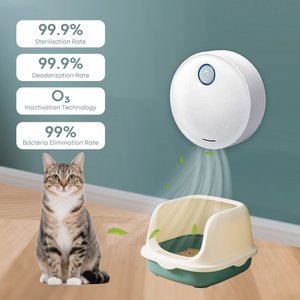 Pawshelf Round Odor Eliminator Cat Litter Box Deodorizer & Freshener,White, 4.88 x 4.94 x 1.65-in
