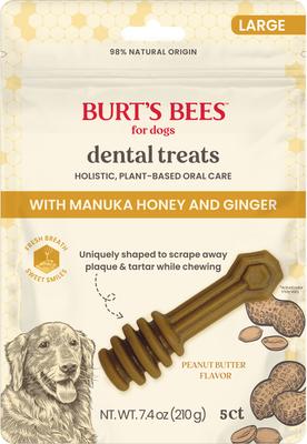 Show full view: Burt's Bees Manuka Honey + Ginger Medium/Large Peanut butter Dental Dog Treats, 7.4-oz bag slide 4 of 7
