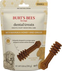 Burt's Bees Manuka Honey + Ginger Small Sweet Potato Dental Dog Treats, 6.8-oz bag