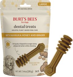 Burt's Bees Manuka Honey + Ginger Medium/Large Peanut butter Dental Dog Treats, 7.4-oz bag
