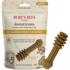 Burt's Bees Manuka Honey + Ginger Medium/Large Peanut butter Dental Dog Treats, 7.4-oz bag