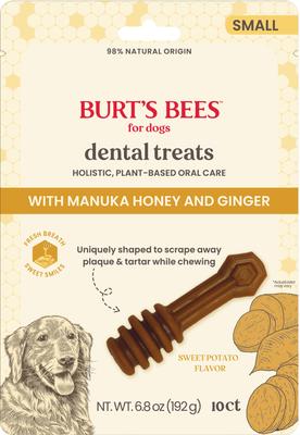 Show full view: Burt's Bees Manuka Honey + Ginger Small Sweet Potato Dental Dog Treats, 6.8-oz bag slide 4 of 7