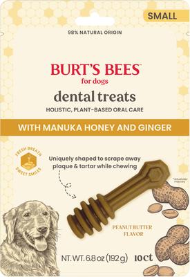 Show full view: Burt's Bees Manuka Honey + Ginger Small Peanut Butter Dental Dog Treats, 6.8-oz bag slide 4 of 7
