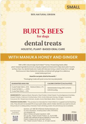 Show full view: Burt's Bees Manuka Honey + Ginger Small Sweet Potato Dental Dog Treats, 6.8-oz bag slide 3 of 7