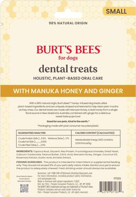 Show full view: Burt's Bees Manuka Honey + Ginger Small Peanut Butter Dental Dog Treats, 6.8-oz bag slide 3 of 7
