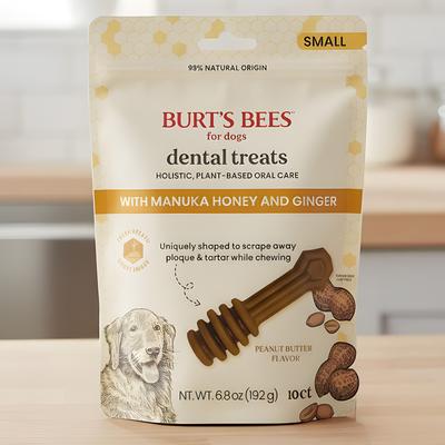 Show full view: Burt's Bees Manuka Honey + Ginger Small Peanut Butter Dental Dog Treats, 6.8-oz bag slide 6 of 7
