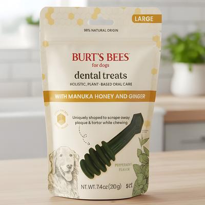 Show full view: Burt's Bees Manuka Honey + Ginger Medium/Large Peppermint Dental Dog Treats, 7.4-oz bag slide 6 of 7