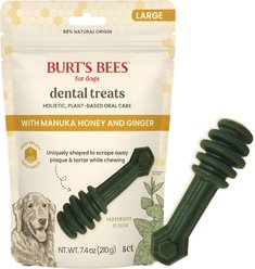 Burt's Bees Manuka Honey + Ginger Medium/Large Peppermint Dental Dog Treats, 7.4-oz bag