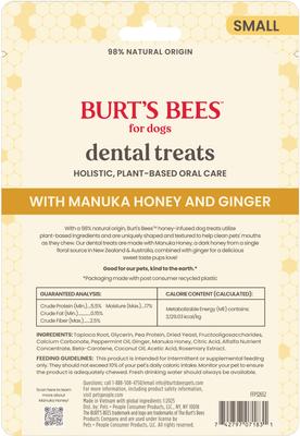 Show full view: Burt's Bees Manuka Honey + Ginger Small Peppermint Dental Dog Treats, 6.8-oz bag slide 3 of 7