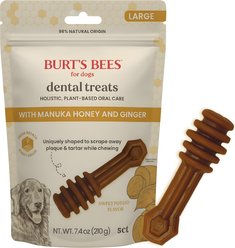 Burt's Bees Manuka Honey + Ginger Medium/Large Sweet Potato Dental Dog Treats, 7.4-oz bag