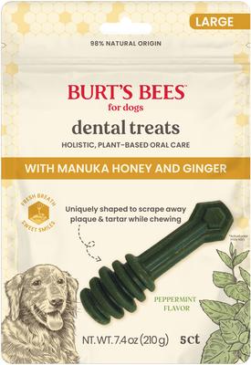 Show full view: Burt's Bees Manuka Honey + Ginger Medium/Large Peppermint Dental Dog Treats, 7.4-oz bag slide 4 of 7