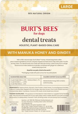 Show full view: Burt's Bees Manuka Honey + Ginger Medium/Large Peppermint Dental Dog Treats, 7.4-oz bag slide 3 of 7