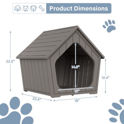 Show full view: KAMABOKO Weatherproof Resin Insulated Polypropylene Outdoor Cat House with Air Holes, Grey slide 2 of 9