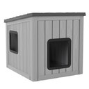 KAMABOKO Weatherproof & UV Resistant PP Material Shelter Outdoor Cat House with Sloped Asphalt Roof, Black