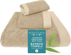 BedVoyage Viscose from Bamboo Cotton 600 GSM Absorbent & Odor Resistant Towel Set, Champagne, 3 count