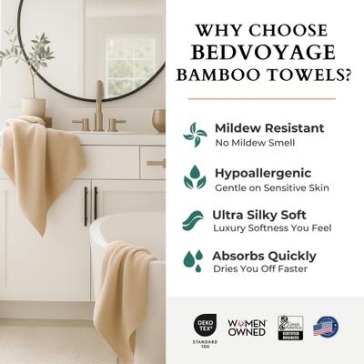 Show full view: BedVoyage Luxury Viscose from Bamboo Towel Set, Champagne, 8 count slide 4 of 10