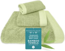 BedVoyage Viscose from Bamboo Cotton 600 GSM Absorbent & Odor Resistant Towel Set, Sage, 3 count