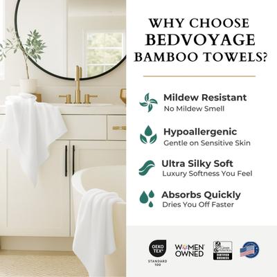 Show full view: BedVoyage Luxury Viscose from Bamboo Towel Set, White, 8 count slide 4 of 11